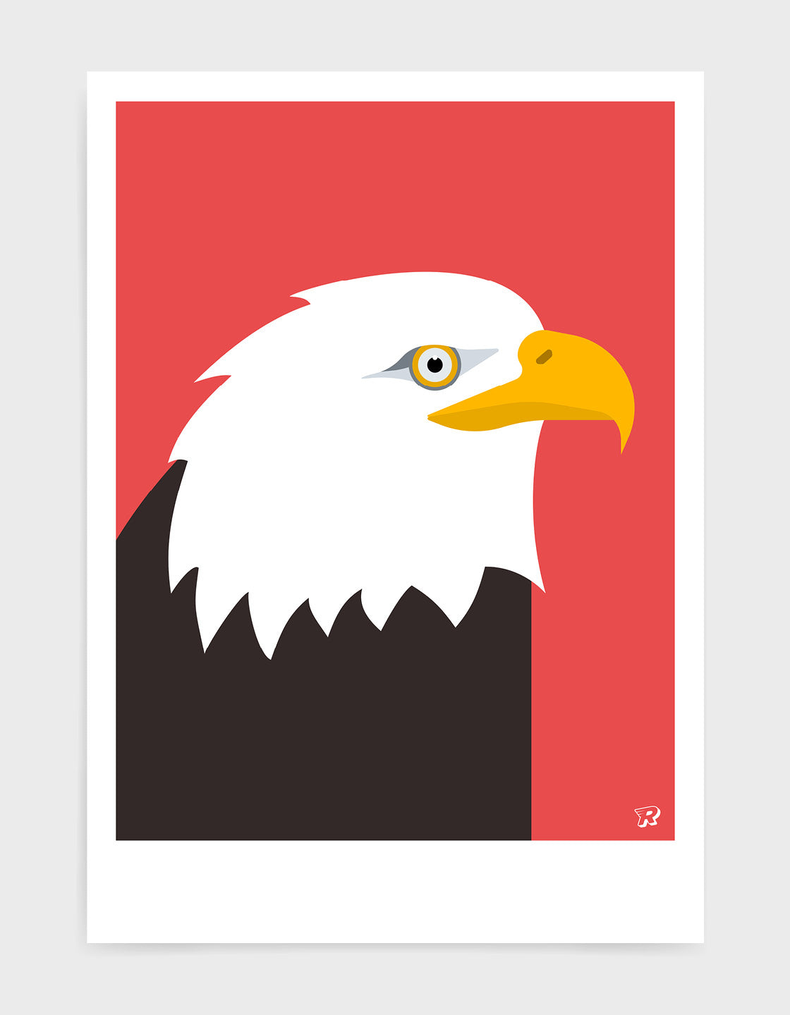 A modern minimal art print of a Bald Eagle, showcasing its majestic features in a stylish design.