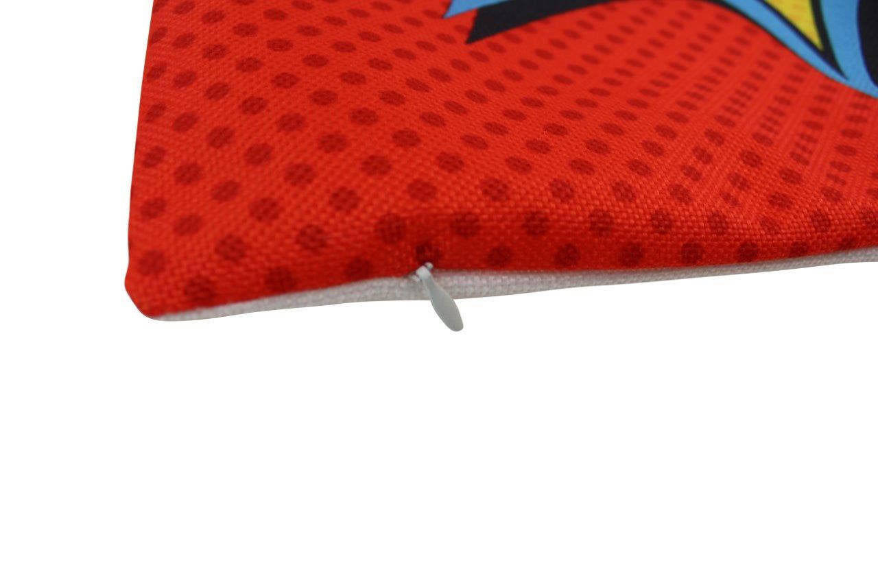 BAM! Anime Pillow Cover featuring a bright red comic design with the word BAM! in bold letters, perfect for kids' rooms.