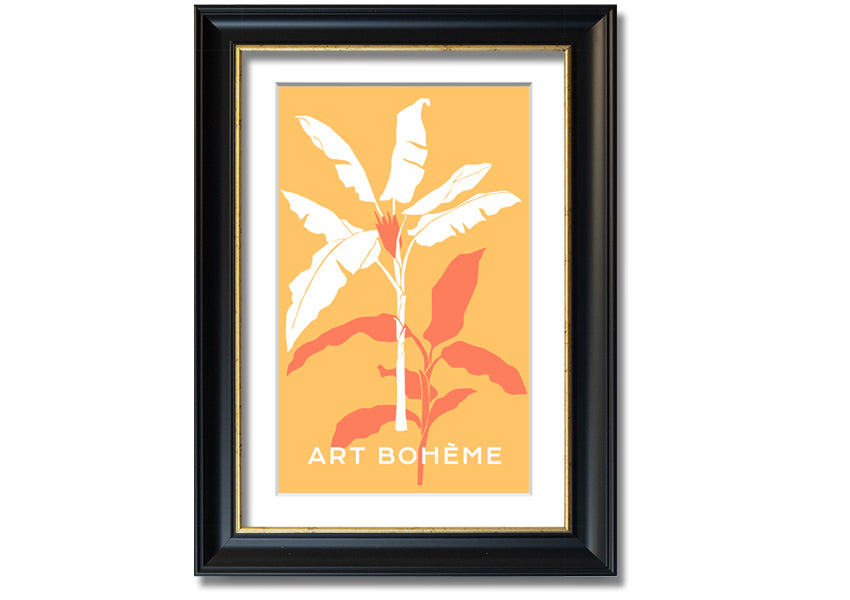 A beautifully framed Banana Tree print showcasing vibrant green leaves, ready to hang on a wall.