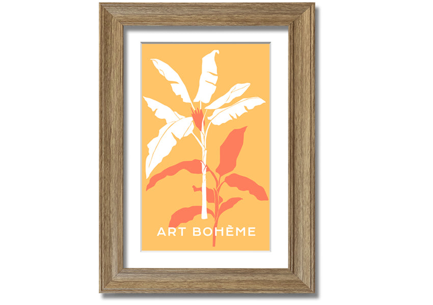 A beautifully framed Banana Tree print showcasing vibrant green leaves, ready to hang on a wall.