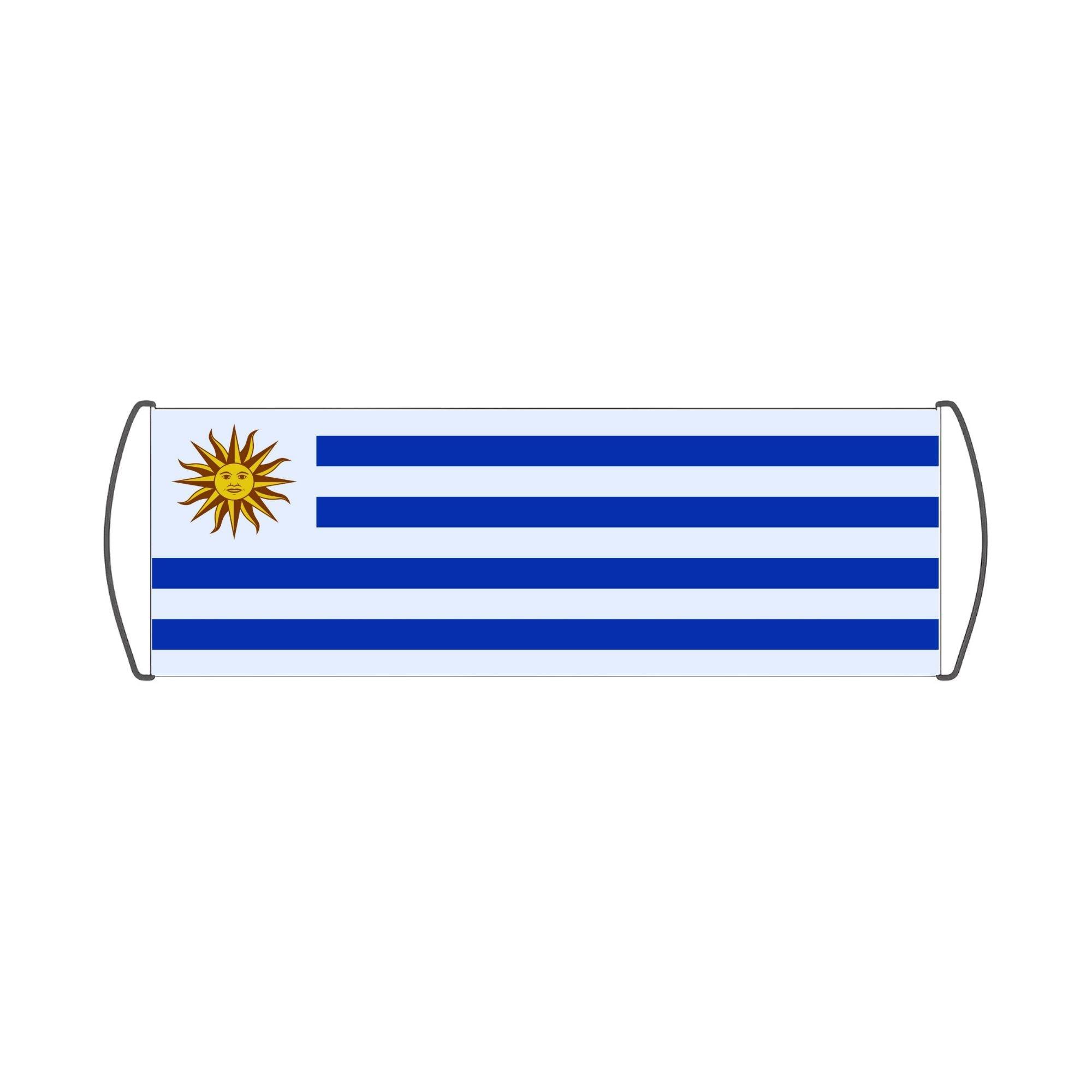 Bannière de défilement Drapeau de l'Uruguay, en tissu imperméable, affichant les couleurs nationales avec des oreilles de maintien en plastique.