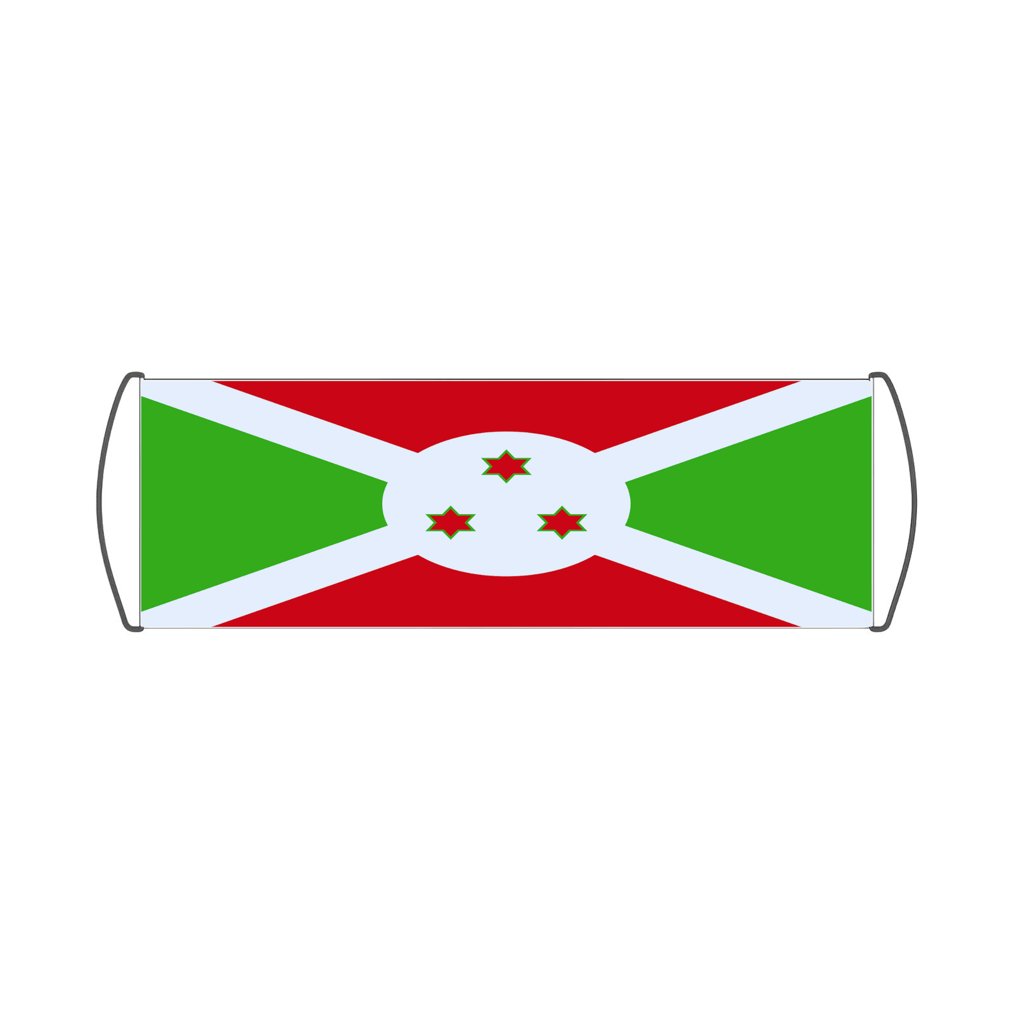 Bannière de défilement du Burundi en tissu imperméable, affichant des couleurs vives et un design élégant, idéale pour les événements extérieurs.