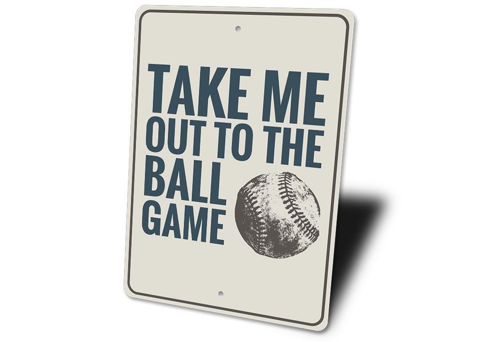 Customizable Baseball Song Sign made from high-quality aluminum, featuring pre-drilled holes for easy mounting.