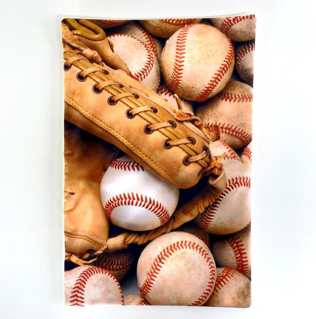 A collection of handcrafted baseball throw pillows featuring glove designs, showcasing crisp graphics and soft fabrics.