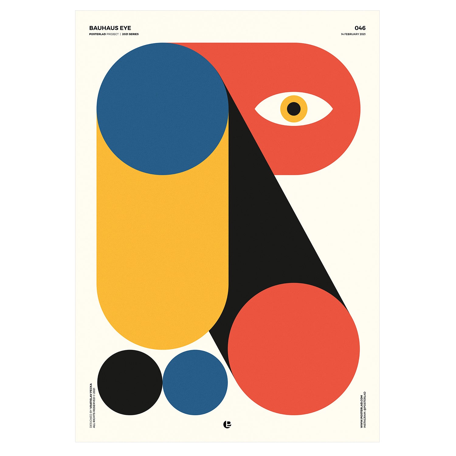 Bauhaus Eye colorful poster on thick matte paper, showcasing vibrant design and artistic flair for interior decor.