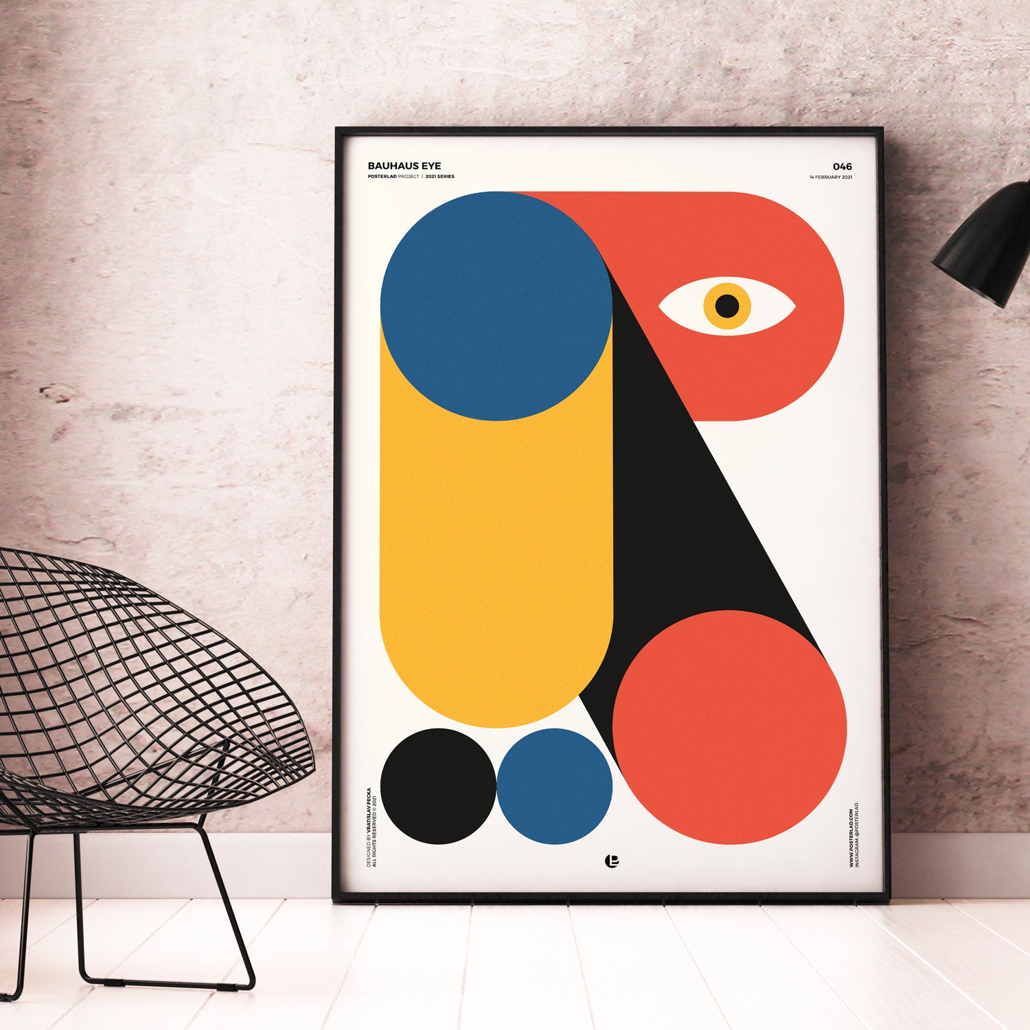 Bauhaus Eye colorful poster on thick matte paper, showcasing vibrant design and artistic flair for interior decor.