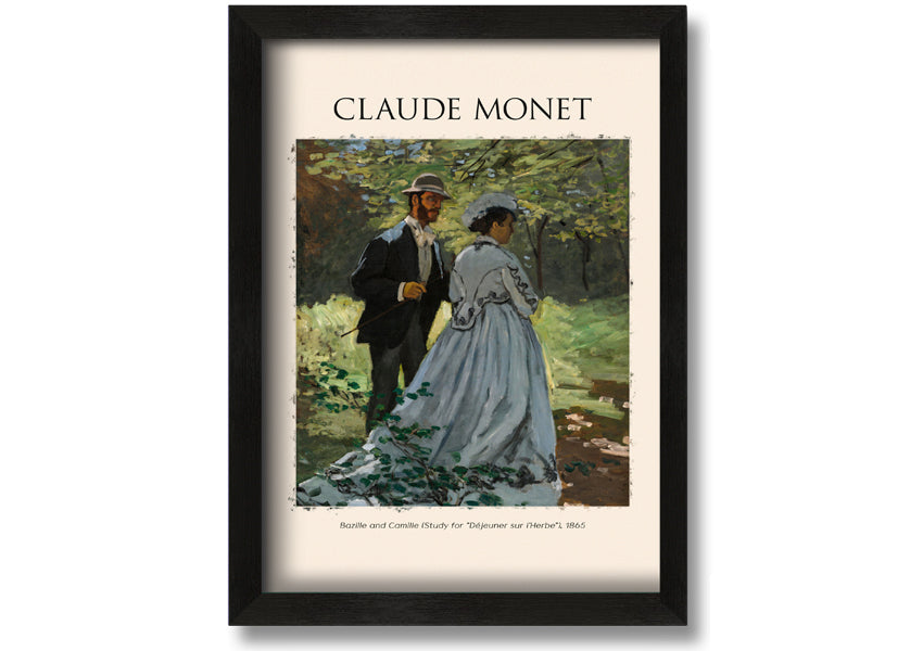 A beautiful reproduction of Bazille And Camille by Claude Monet, printed on coated polyester canvas and mounted on a 44mm box frame, ready to hang.