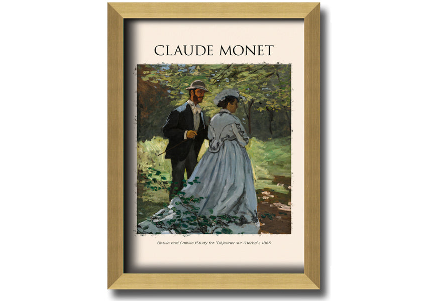 A beautiful reproduction of Bazille And Camille by Claude Monet, printed on coated polyester canvas and mounted on a 44mm box frame, ready to hang.