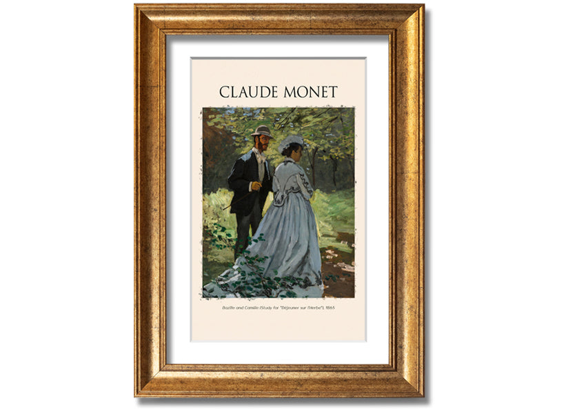 A beautiful reproduction of Bazille And Camille by Claude Monet, printed on coated polyester canvas and mounted on a 44mm box frame, ready to hang.