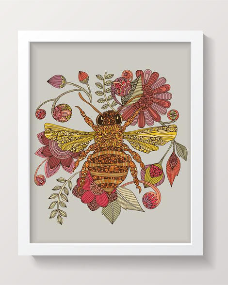 Bee Awesome archival art print featuring original pen and ink art with vibrant digital coloring, 8x10 inches on matte card stock.