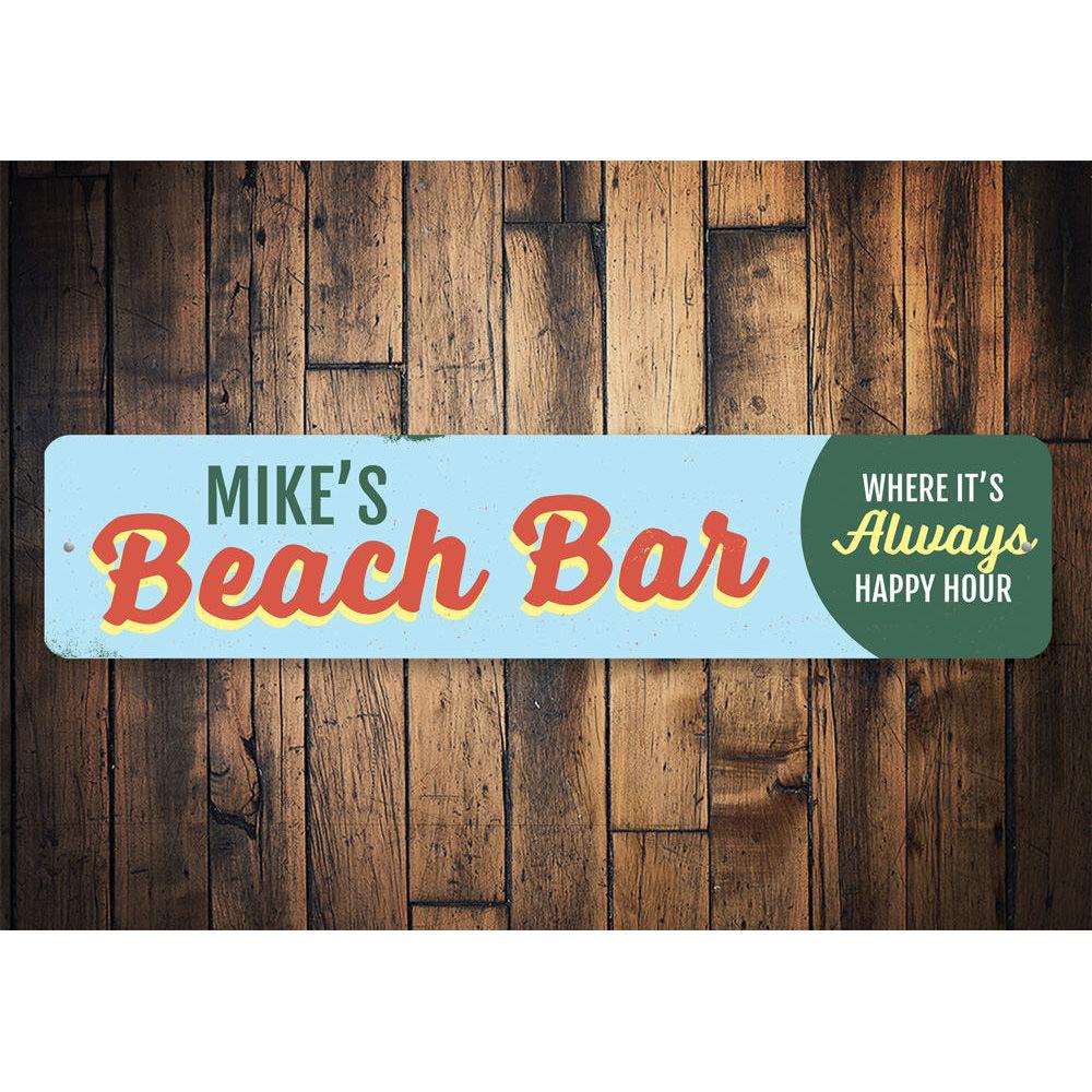 Customizable Beach Bar Name Sign made of high-quality aluminum, perfect for coastal decor.