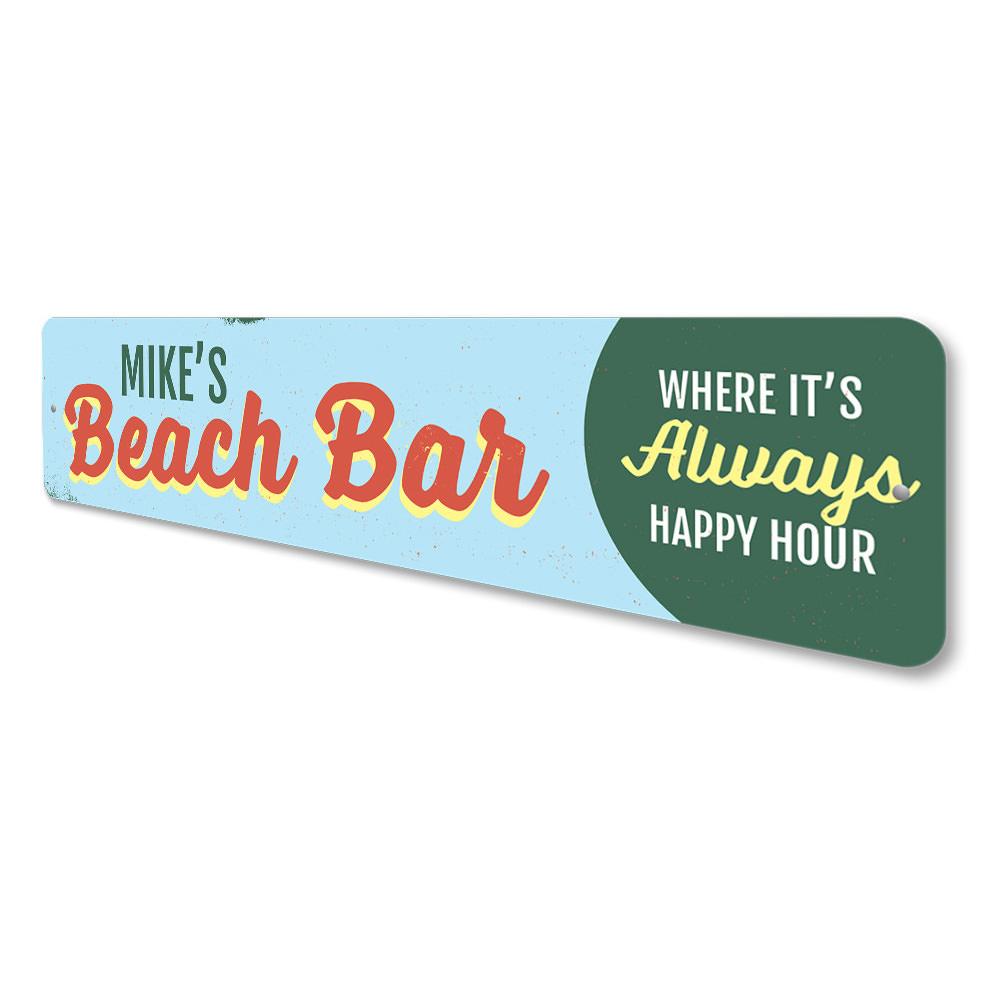 Customizable Beach Bar Name Sign made of high-quality aluminum, perfect for coastal decor.