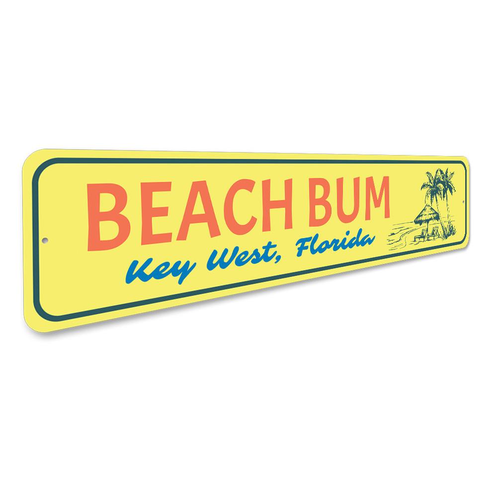 Beach Bum Key West Sign made of high-quality aluminum, featuring a vibrant design perfect for coastal decor.