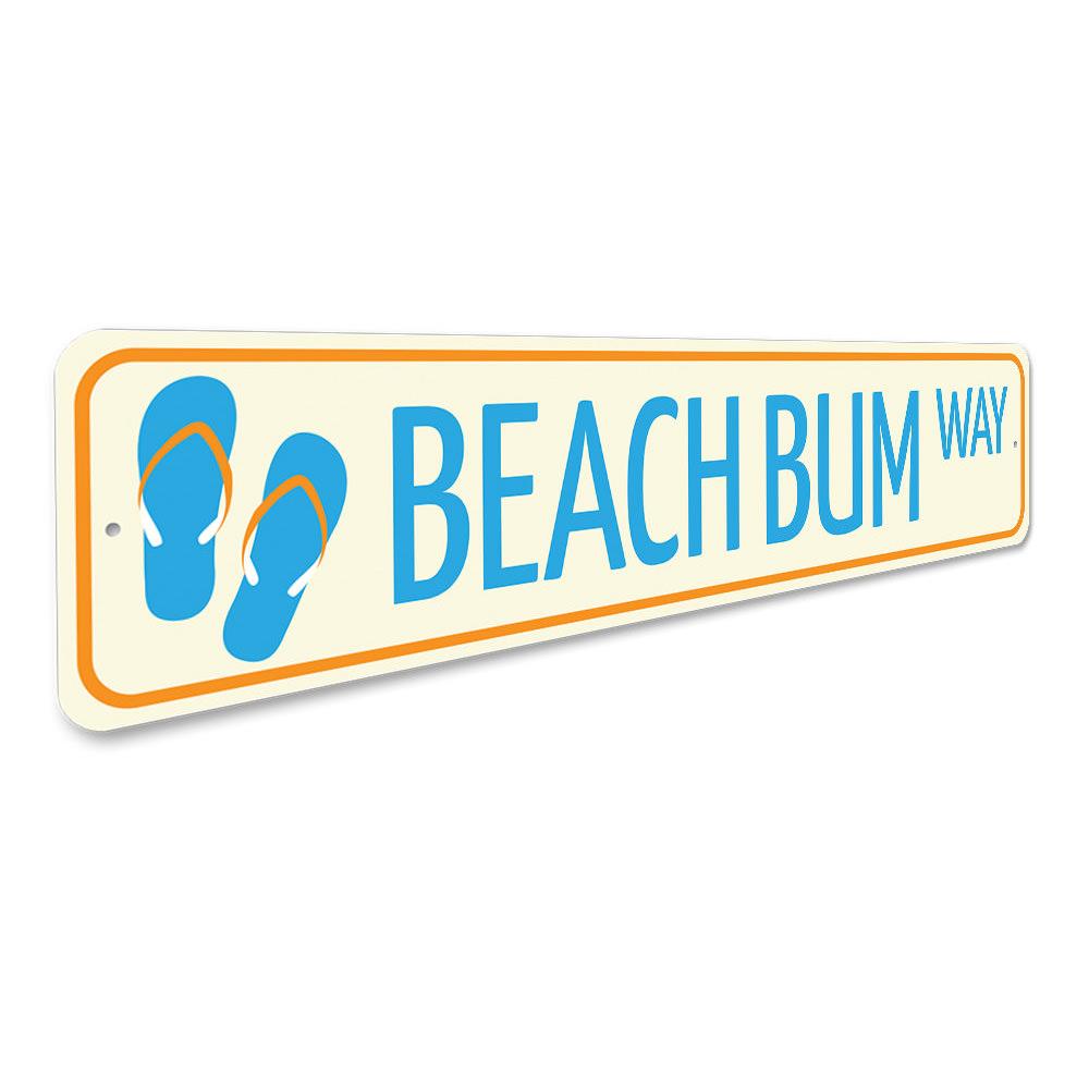 Beach Bum Way Sign made of high-quality aluminum, featuring a vibrant beach-themed design, perfect for home decor.