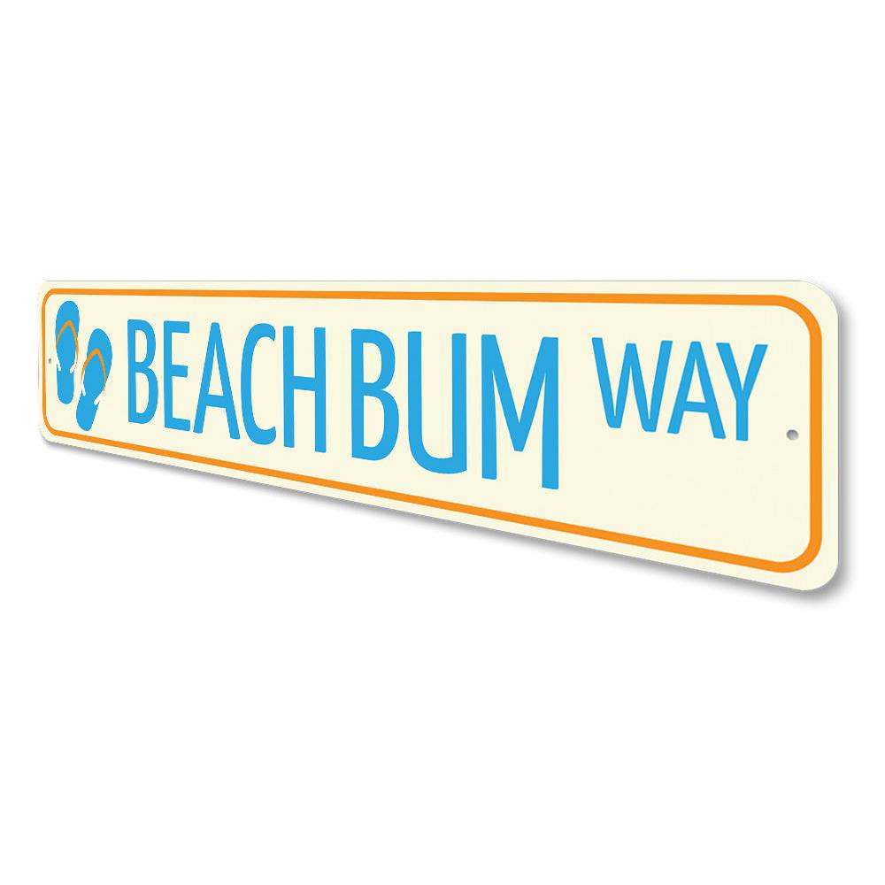 Beach Bum Way Sign made of high-quality aluminum, featuring a vibrant beach-themed design, perfect for home decor.