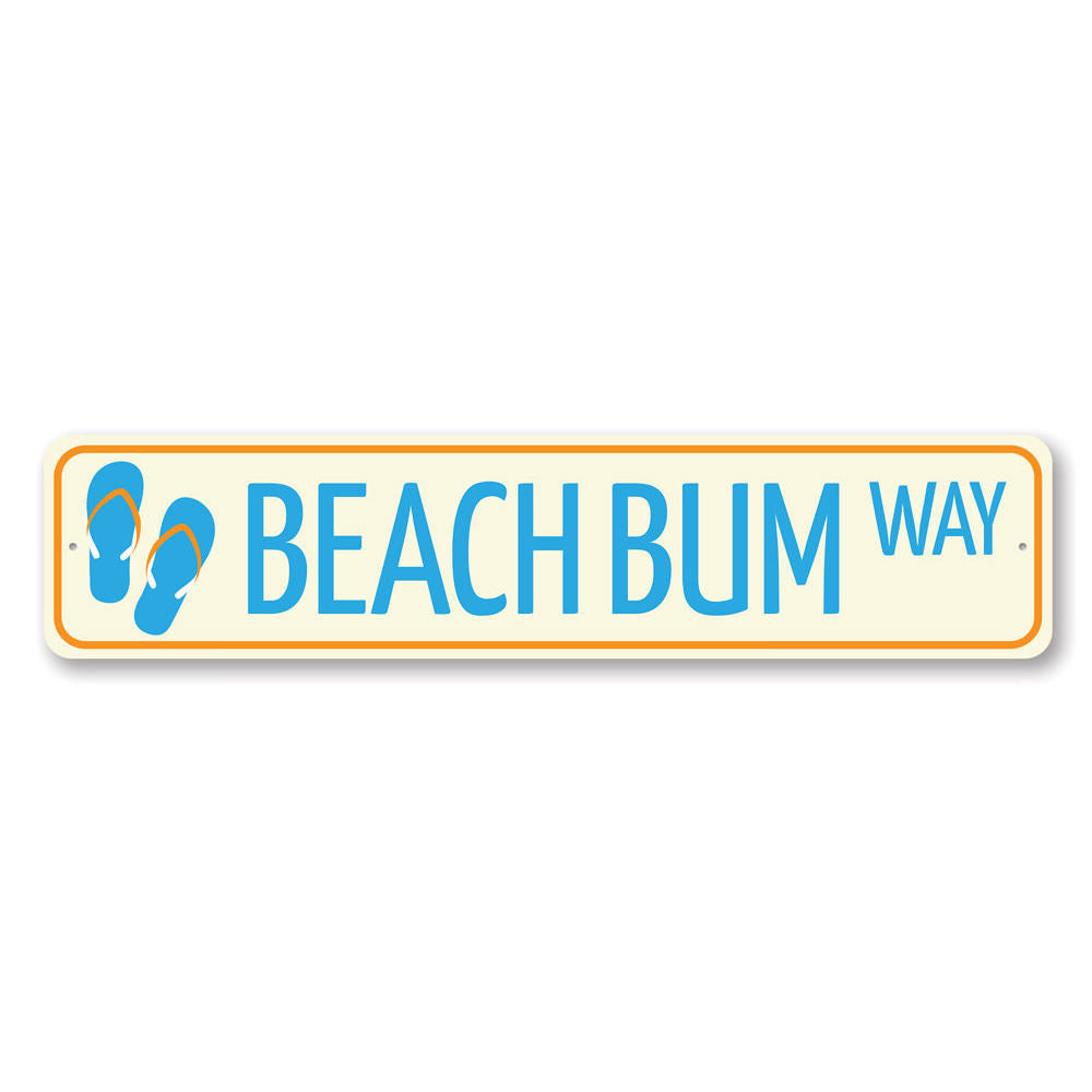 Beach Bum Way Sign made of high-quality aluminum, featuring a vibrant beach-themed design, perfect for home decor.