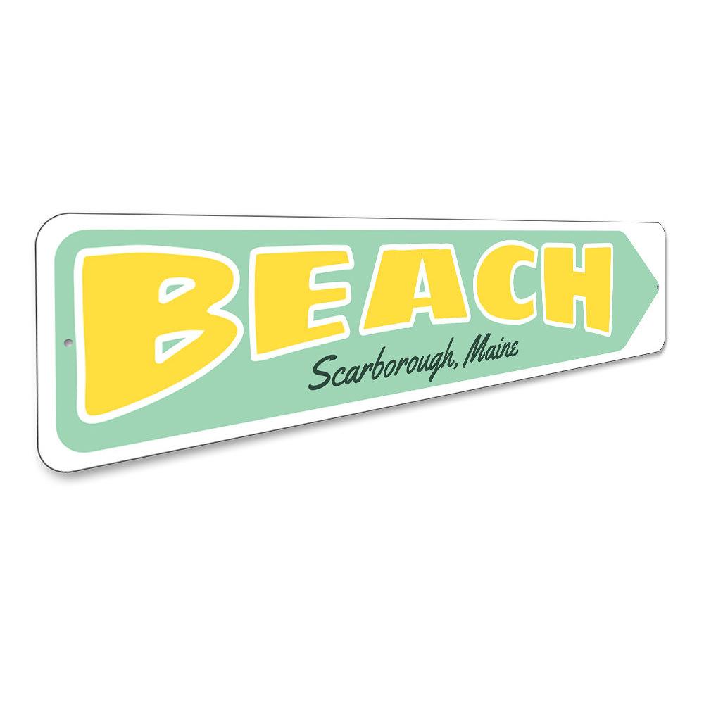 Beach City State Arrow Sign made of aluminum, featuring a coastal design perfect for beach houses and decor.