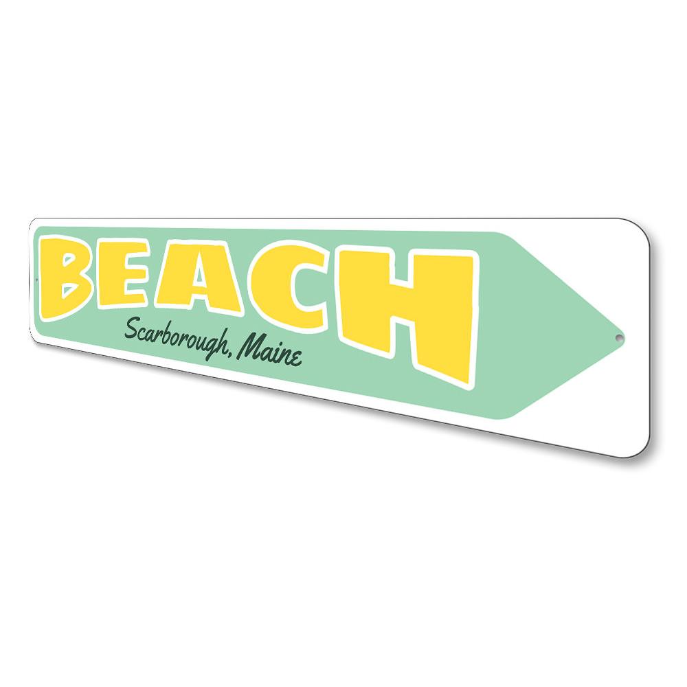 Beach City State Arrow Sign made of aluminum, featuring a coastal design perfect for beach houses and decor.