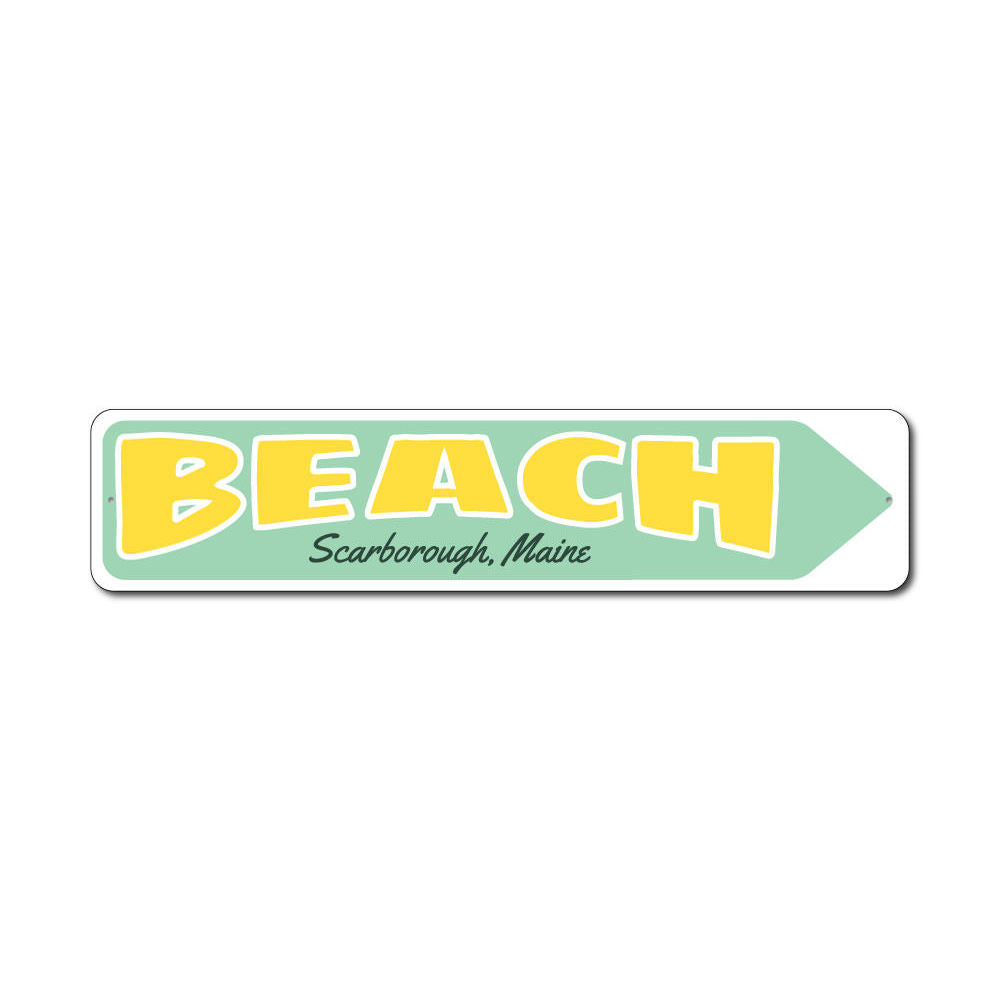 Beach City State Arrow Sign made of aluminum, featuring a coastal design perfect for beach houses and decor.