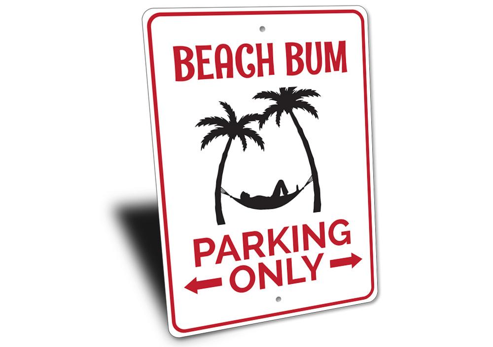 Beach Lover Parking Sign made of durable aluminum, featuring a vibrant beach-themed design, perfect for personalizing your parking space.