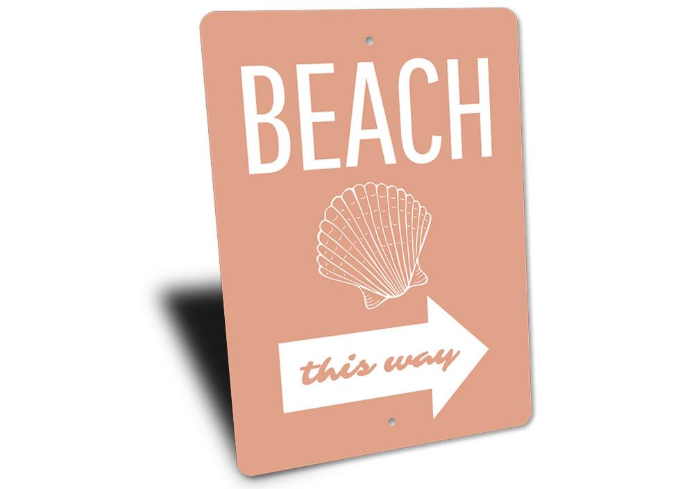 A decorative Beach Shell Sign made of high-quality aluminum, featuring a beautiful beach-themed design, perfect for coastal decor.