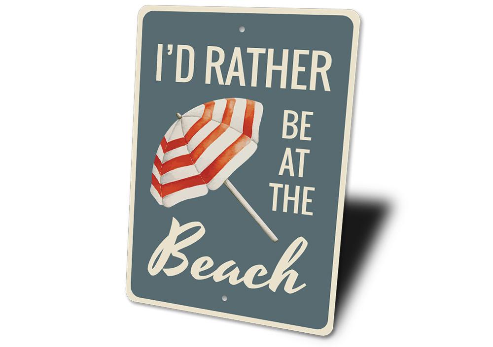 A vibrant Beach Umbrella Sign made of high-quality aluminum, featuring a colorful beach umbrella design, perfect for coastal decor.