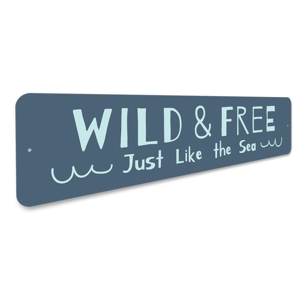 Beach Wild and Free Sign made of high-quality aluminum, featuring a coastal design perfect for home decor.