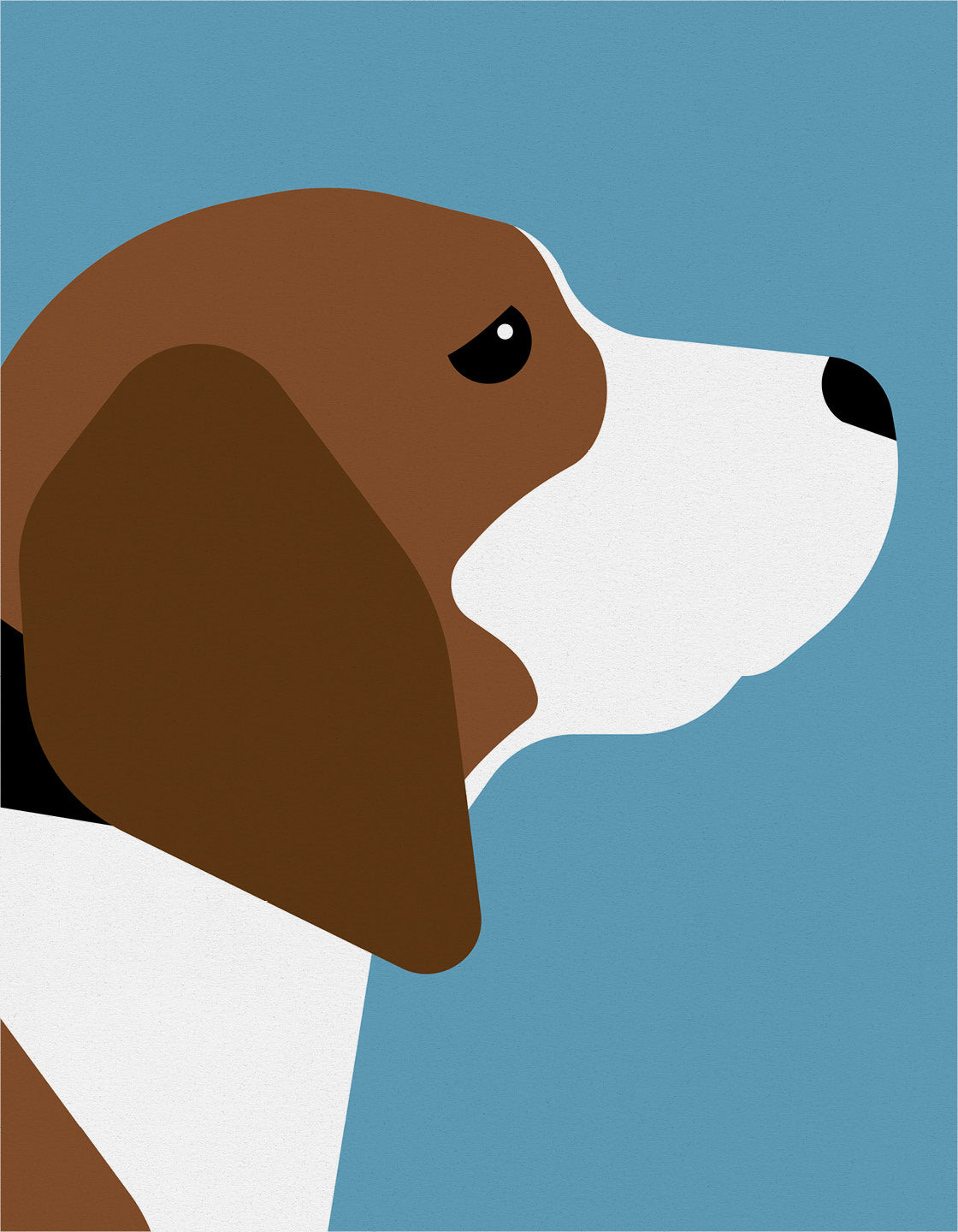 A charming print of a friendly Beagle named Barry, showcasing his playful nature.