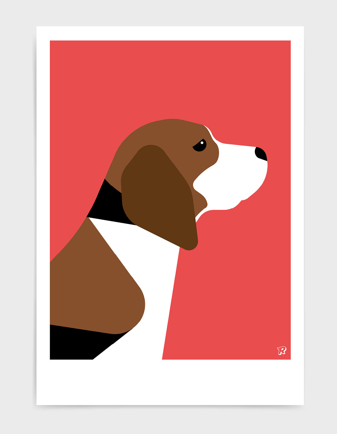 A charming print of a friendly Beagle named Barry, showcasing his playful nature.