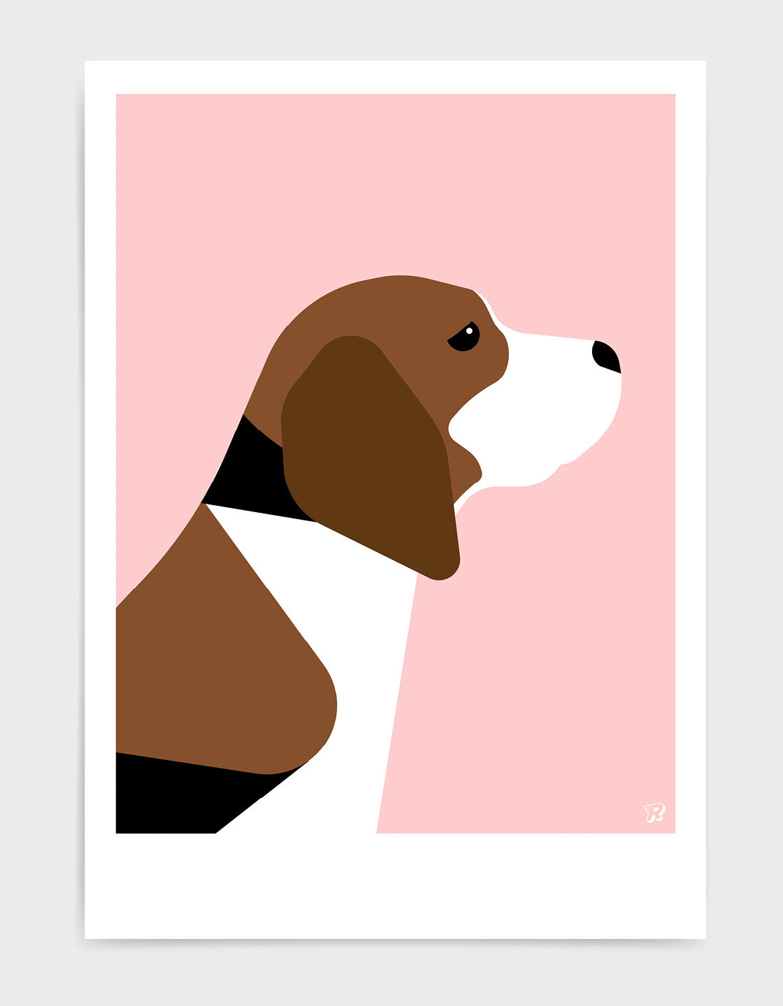 A charming print of a friendly Beagle named Barry, showcasing his playful nature.