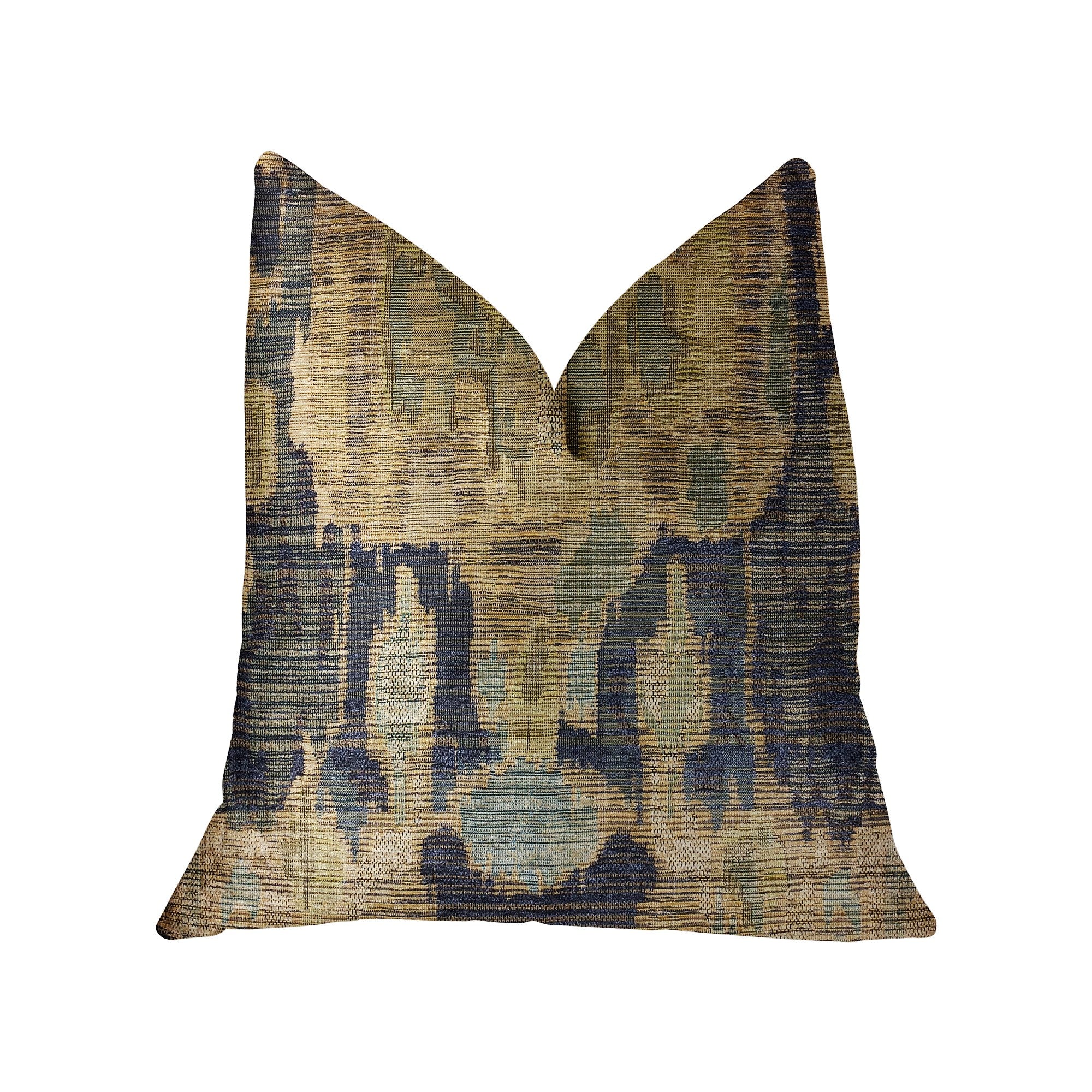 Bear Valley Green Luxury Throw Pillow featuring an Ikat pattern, handmade in the USA with a chic green design and invisible zipper.