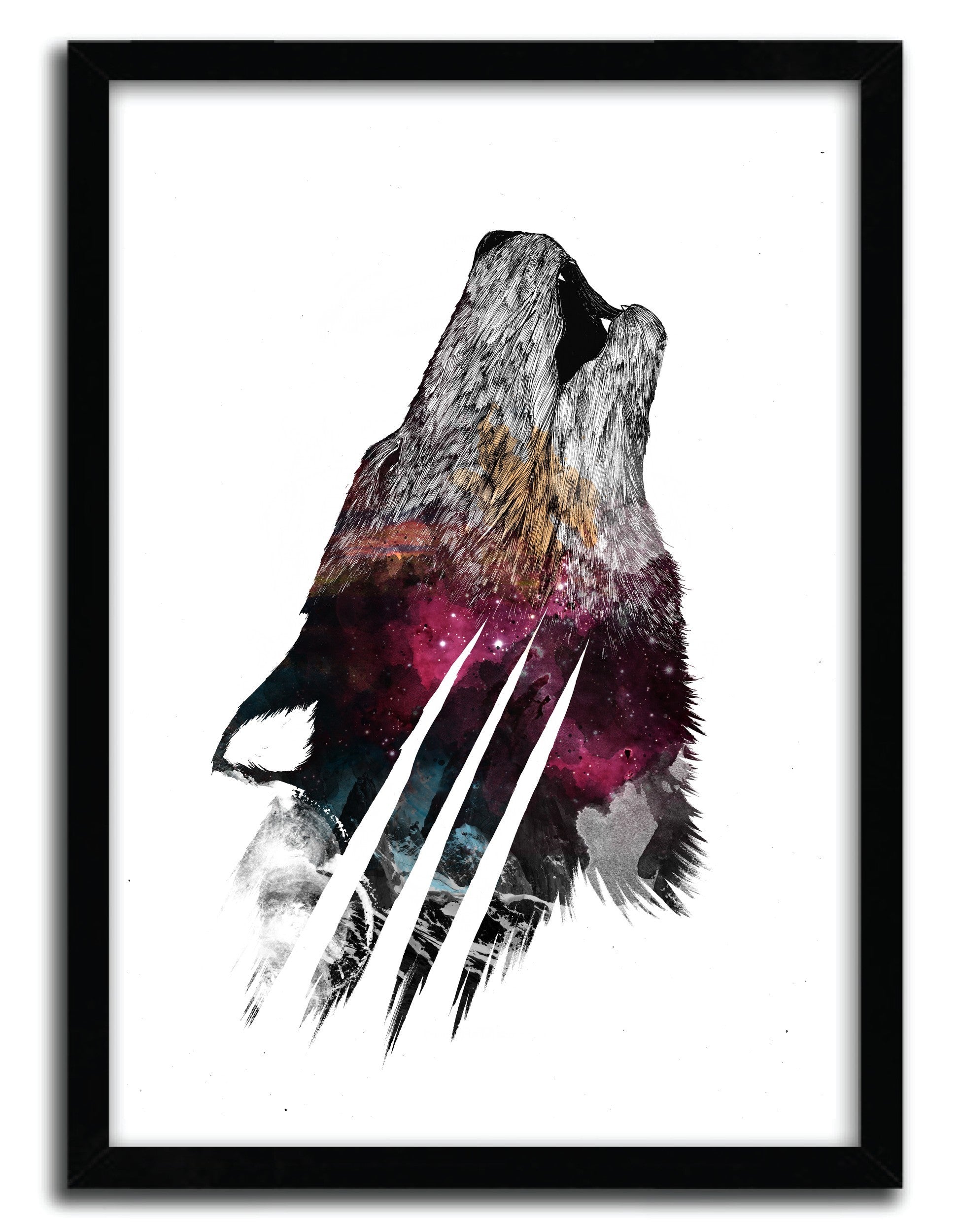 Beast Wolf art print by iannocent, featuring intricate details on fine arts paper, showcasing vibrant colors and textures.