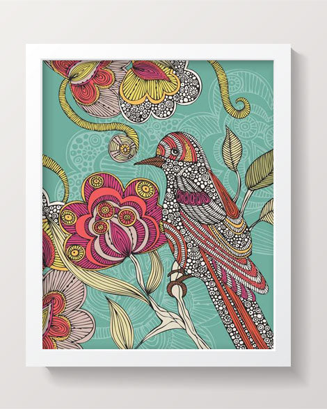 Beatriz the Bird archival art print featuring original pen and ink art with vibrant digital coloring on matte card stock.