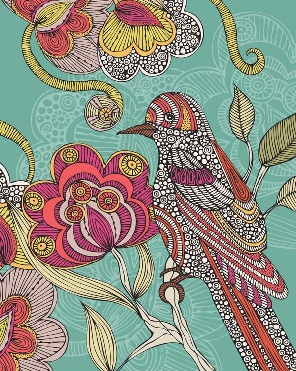 Beatriz the Bird archival art print featuring original pen and ink art with vibrant digital coloring on matte card stock.