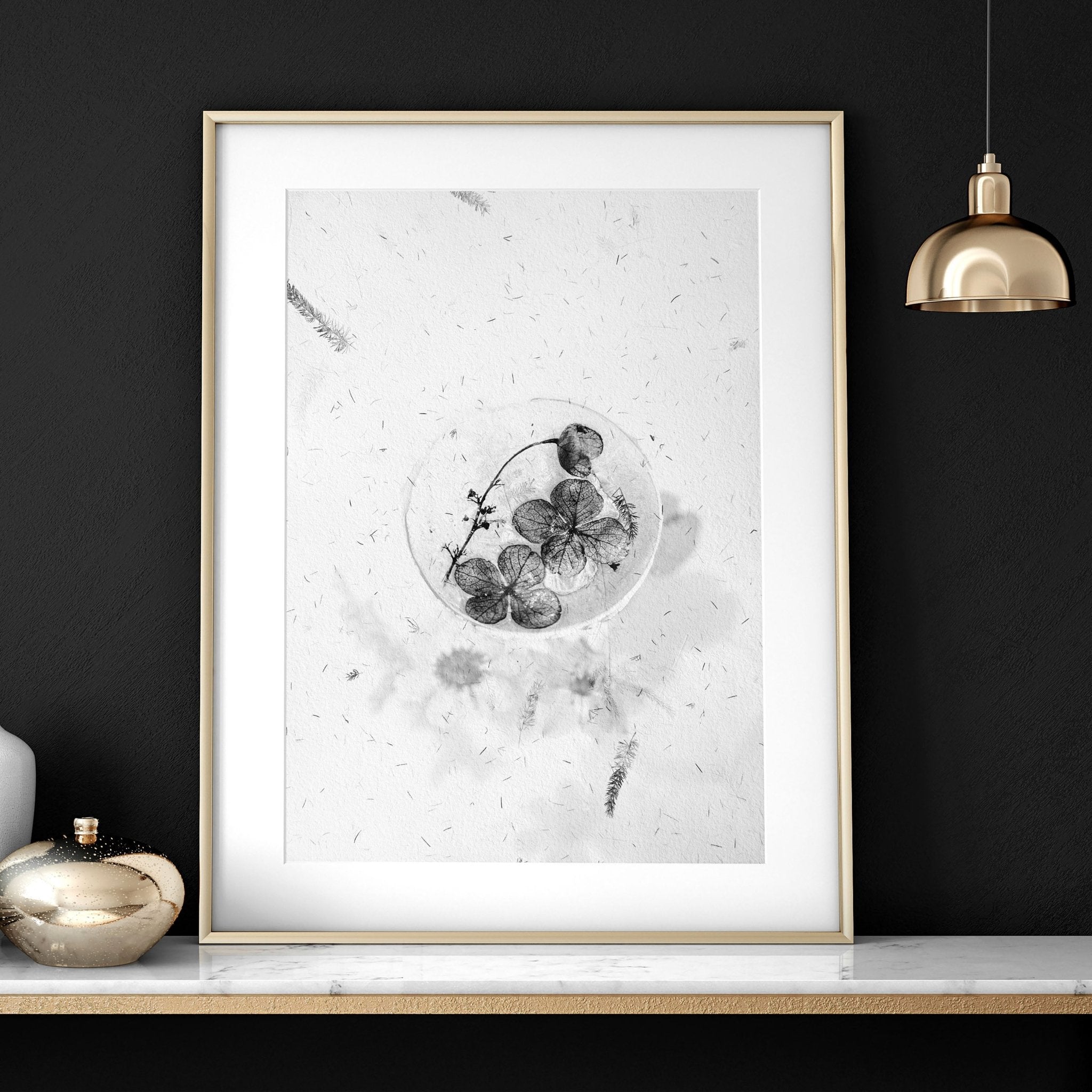 Set of 3 framed wall art prints featuring Greyscale Dry Floral Botanicals, elegantly displayed for bedroom decor.