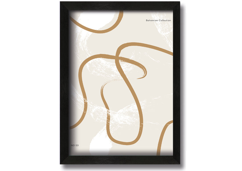 A beautifully framed Beige Swirls print showcasing elegant swirl patterns in soft beige tones, ready to hang.