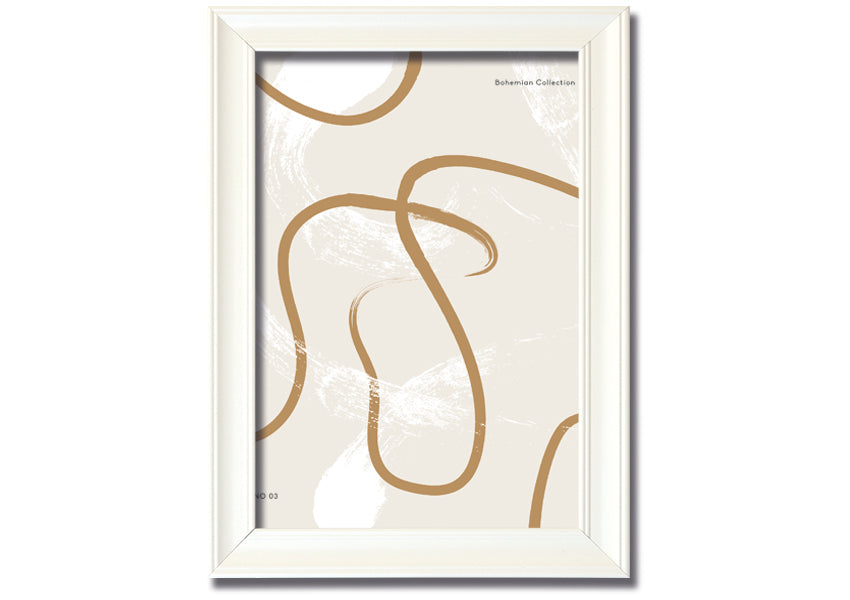 A beautifully framed Beige Swirls print showcasing elegant swirl patterns in soft beige tones, ready to hang.