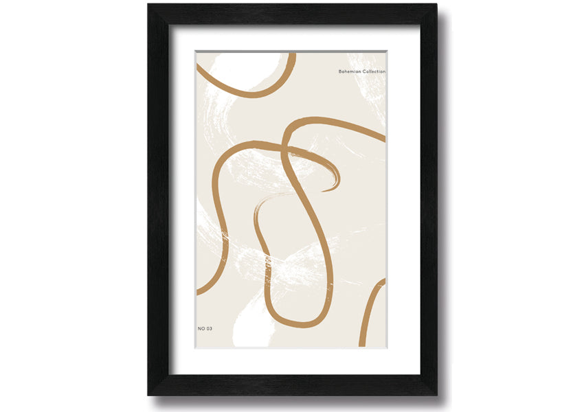 A beautifully framed Beige Swirls print showcasing elegant swirl patterns in soft beige tones, ready to hang.