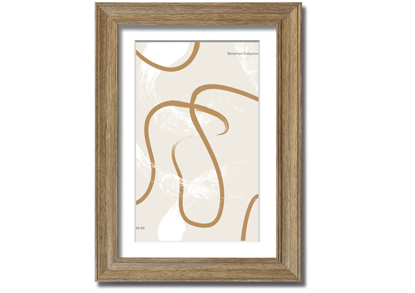 A beautifully framed Beige Swirls print showcasing elegant swirl patterns in soft beige tones, ready to hang.