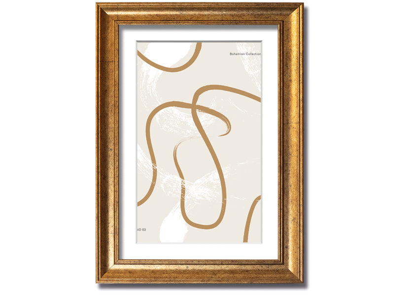 A beautifully framed Beige Swirls print showcasing elegant swirl patterns in soft beige tones, ready to hang.