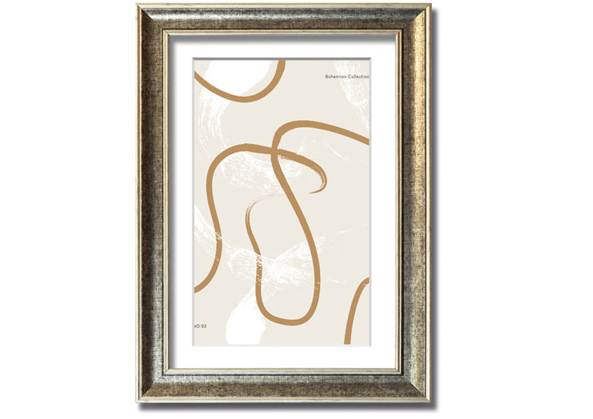 A beautifully framed Beige Swirls print showcasing elegant swirl patterns in soft beige tones, ready to hang.