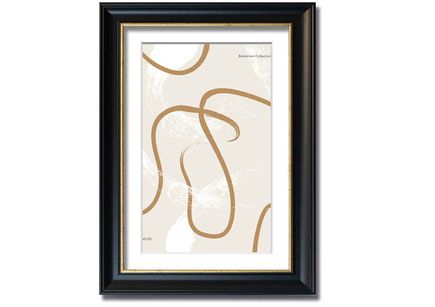 A beautifully framed Beige Swirls print showcasing elegant swirl patterns in soft beige tones, ready to hang.