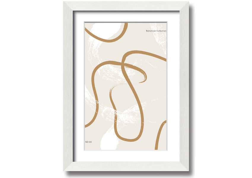 A beautifully framed Beige Swirls print showcasing elegant swirl patterns in soft beige tones, ready to hang.