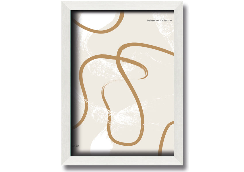 A beautifully framed Beige Swirls print showcasing elegant swirl patterns in soft beige tones, ready to hang.