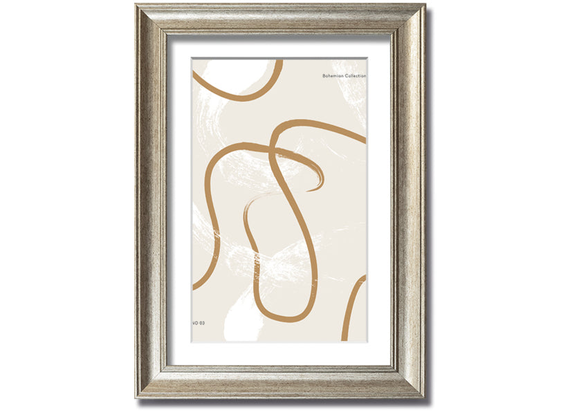 A beautifully framed Beige Swirls print showcasing elegant swirl patterns in soft beige tones, ready to hang.