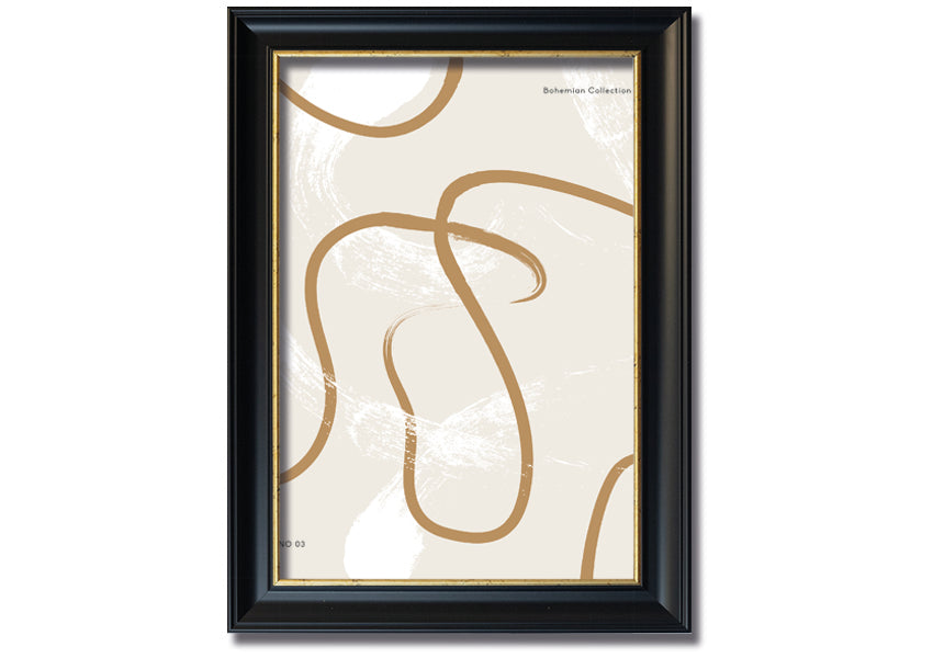 A beautifully framed Beige Swirls print showcasing elegant swirl patterns in soft beige tones, ready to hang.