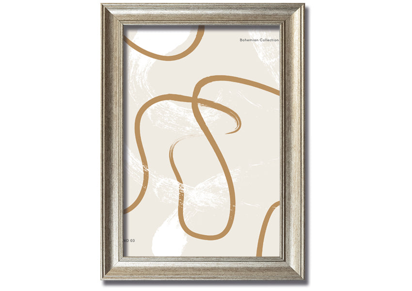 A beautifully framed Beige Swirls print showcasing elegant swirl patterns in soft beige tones, ready to hang.