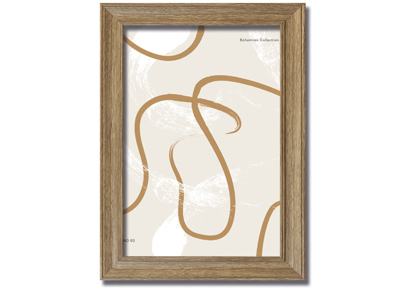 A beautifully framed Beige Swirls print showcasing elegant swirl patterns in soft beige tones, ready to hang.