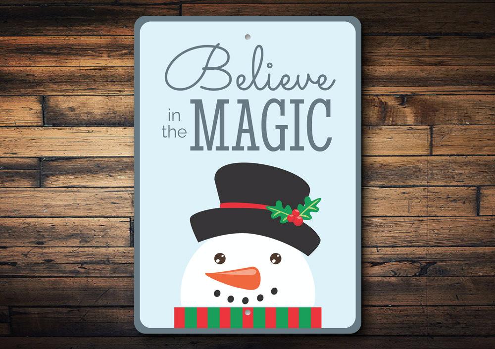 Believe in the Magic Christmas Sign featuring festive design and vibrant colors, perfect for holiday decoration.