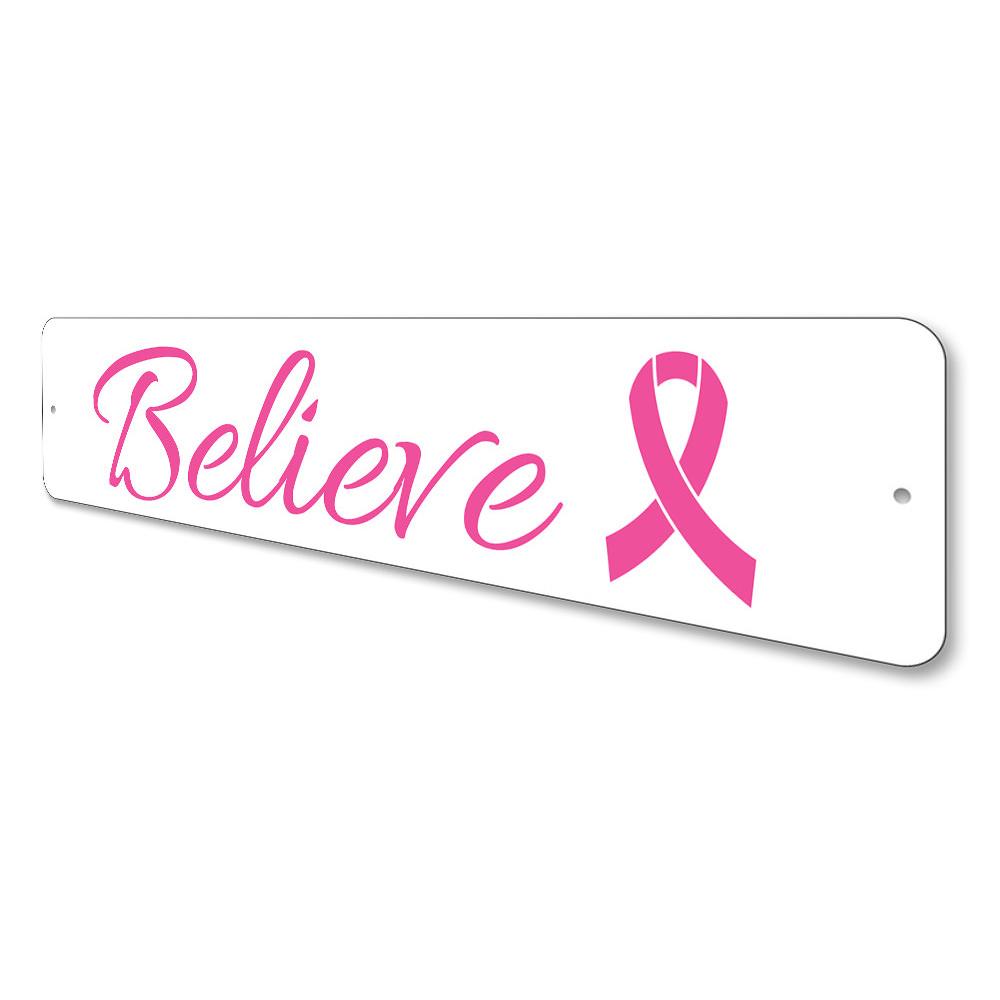 A beautifully crafted Believe Sign made of high-quality aluminum, featuring customizable text options, perfect for home decor.